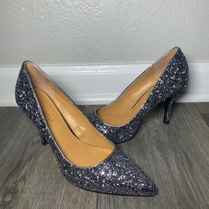 Nine West gun metal glitter high heels